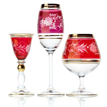 Set of three glasses isolated on white