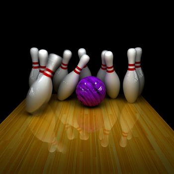 Orange ball does strike! Physically correct simulation of swirling strike in bowling with the real 3D motion blur on