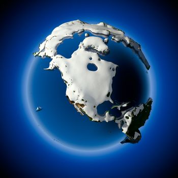 Relief planet Earth is covered with snow drifts - the concept of the winter season, snowy weather, Christmas holidays and New Year