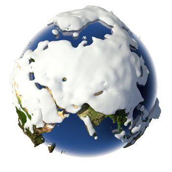 Relief planet Earth is covered with snow drifts - the concept of the winter season, snowy weather, Christmas holidays and New Year