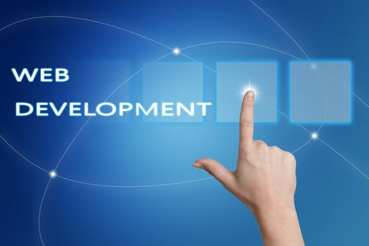 Web Development concept Illustration on blue background