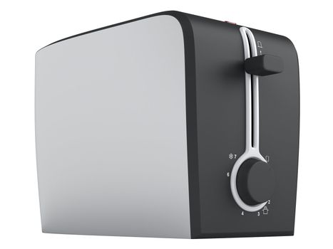 Black and white toaster isolated on white background