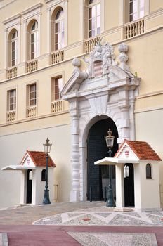 Entrance to Monaco-Palace, Houses located up the hill where Monaco-Castle is.