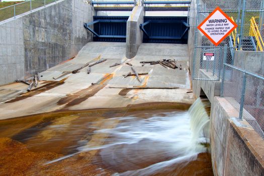 Ontonagon County, Michigan - September 12, 2012: The Bond Falls Reservoir Dam in the Upper Peninsula of Michigan. The reservoir was originally constructed in the 1930's.