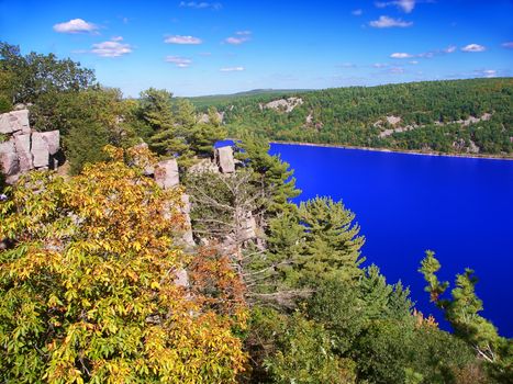 Beautiful view of Devils Lake State Park in Wisconsin.