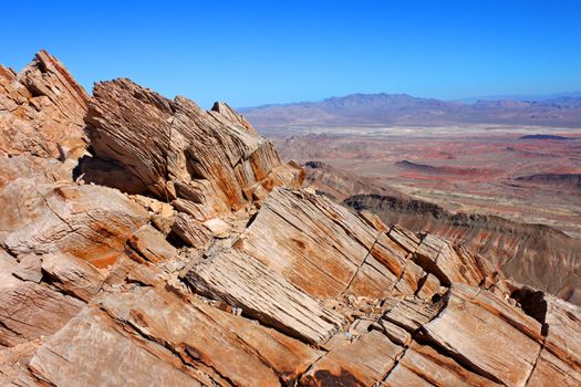 Nevada landscape seen from the summit of Frenchman Mountain east of Las Vegas.