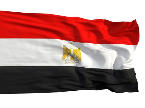 Flag of Egypt, fluttered in the wind. Sewn from pieces of cloth, a very realistic detailed flags waving in the wind, with the texture of the material, isolated on a white background