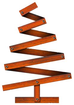 Wooden Christmas tree with screws isolated on white background
