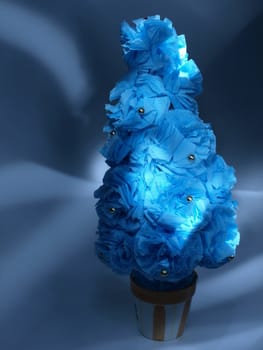 Blue New year tree made from paper