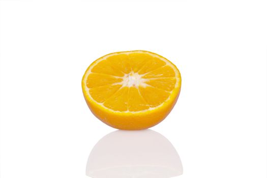 Ripe fresh orange isolated on white background