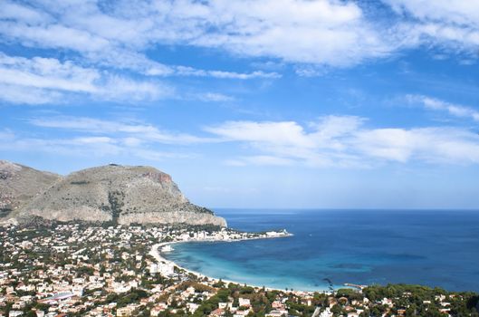 Panoramic view of the mondello's gulf. Palermo- Sicily