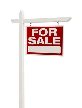 Red For Sale Real Estate Sign on White with Clipping Path Isolated on a White Background.