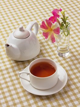 Morning tea on the background cloth