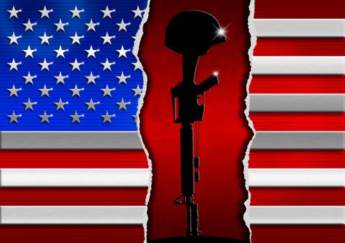 Usa metal flag in memory of the war dead
