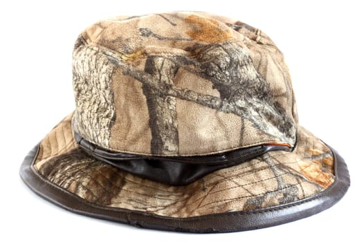 camouflage hunting hat over whte background