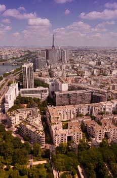 high angle view of eiffel tower over paris