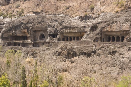 Ancient Buddhist Rock temples at Ajanta