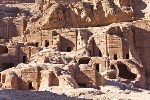 the view at the street of facades in petra jordan