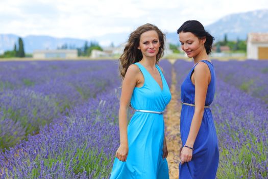 two women on lavender field