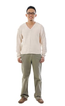 Front view full body Asian man over white background