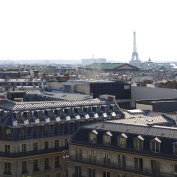 view on Eiffel Tower and panorama of Paris