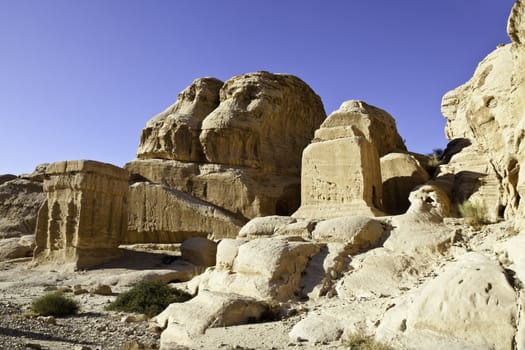 the first monuments on the road to petra, jordan