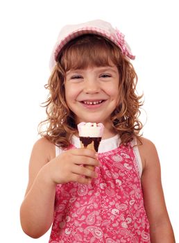 happy little girl with ice cream