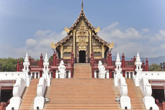 ho kham luang, the northern thai style building in royal flora expo, chiang mai, thailand