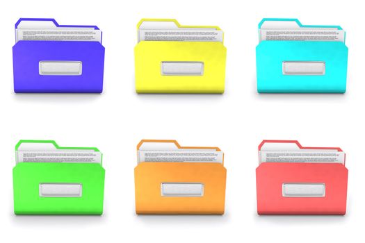 Folders collection isolated on the white background