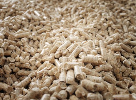 Renewable biofuel: wooden pellets made from wood waste.