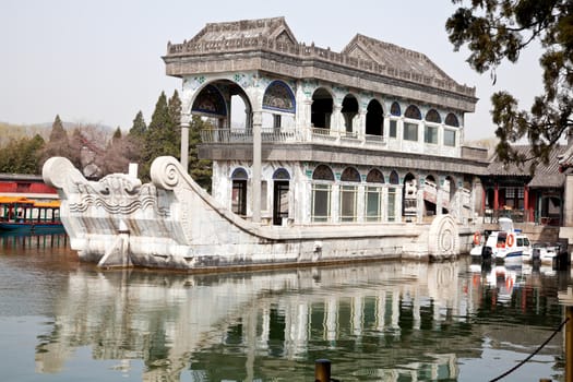 marble boat at summer palace beijing china