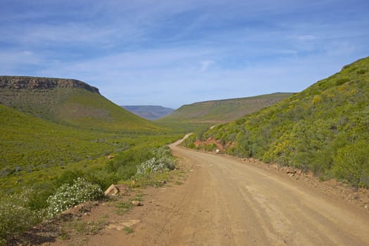 Gravel road through the remote Cederberg region of the Western Cape in South Africa