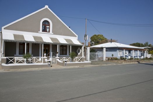 Historic building now the Lord Carnarvon Guest House in the remote village of Carnarvon in the Karoo, South Africa.