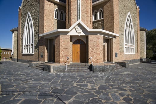 Historic red brick church in the in the remote village of Carnarvon in the Karoo, South Africa.