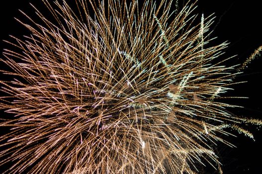 A delicate burst of fireworks in the night sky