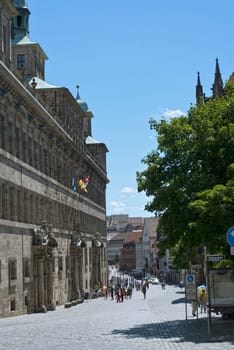 Old city hall and  Rathausplatz in the center of Nuremberg, Germany