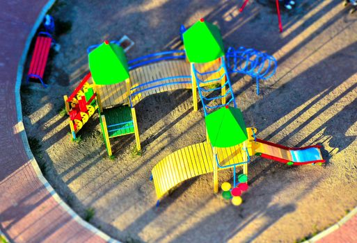 Macro playground with bright colors and shapes