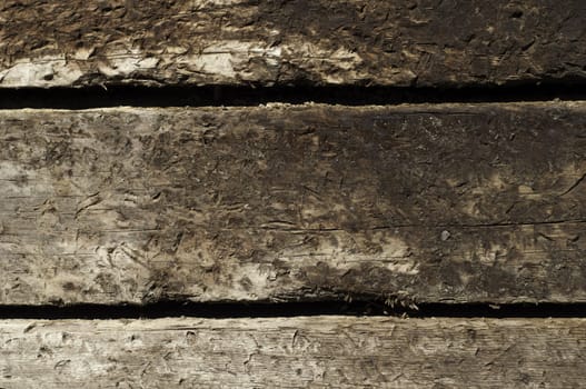 three stacked railroad ties for texture or background