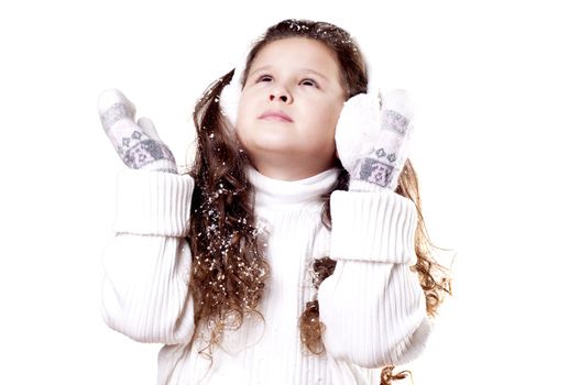 Winter Pleasant Girl in gloves and Sweater