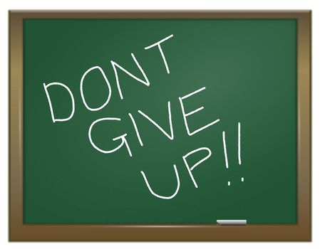 Illustration depicting a green chalkboard with DONT GIVE UP written on it in white.