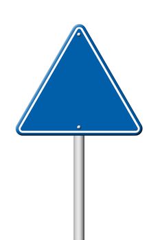 blue triangular road sign balnk fort text