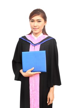 happy beautiful graduation girl holding her diploma