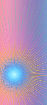 Abstract illustration depicting geometric colorful lines against a pastel pink and violet background.