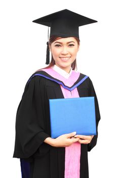 happy beautiful graduation girl holding her diploma