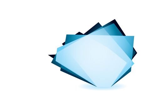 Blue glass shard icon with white background and copyspace