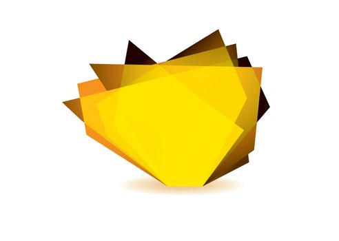 Orange glass shard with white background and copy space