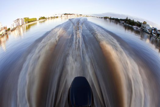 Speed Boat's Engines with Full Speed Drive