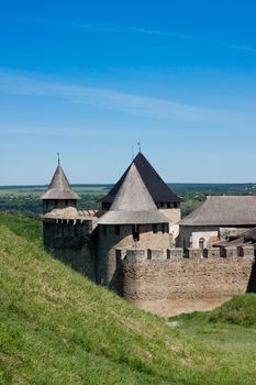 Large old medieval castle. Shot in summer