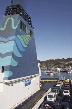 Car ferry on the crossing from Wellington on the North Island of New Zealand to Picton on the South Island.
