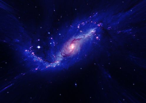 Stars and spiral galaxy in a free space